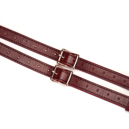 Шкіряні трусики для страпона Liebe Seele Wine Red Strap on Harness, універсальний розмір