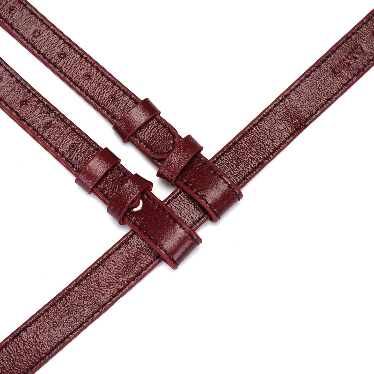 Шкіряні трусики для страпона Liebe Seele Wine Red Strap on Harness, універсальний розмір