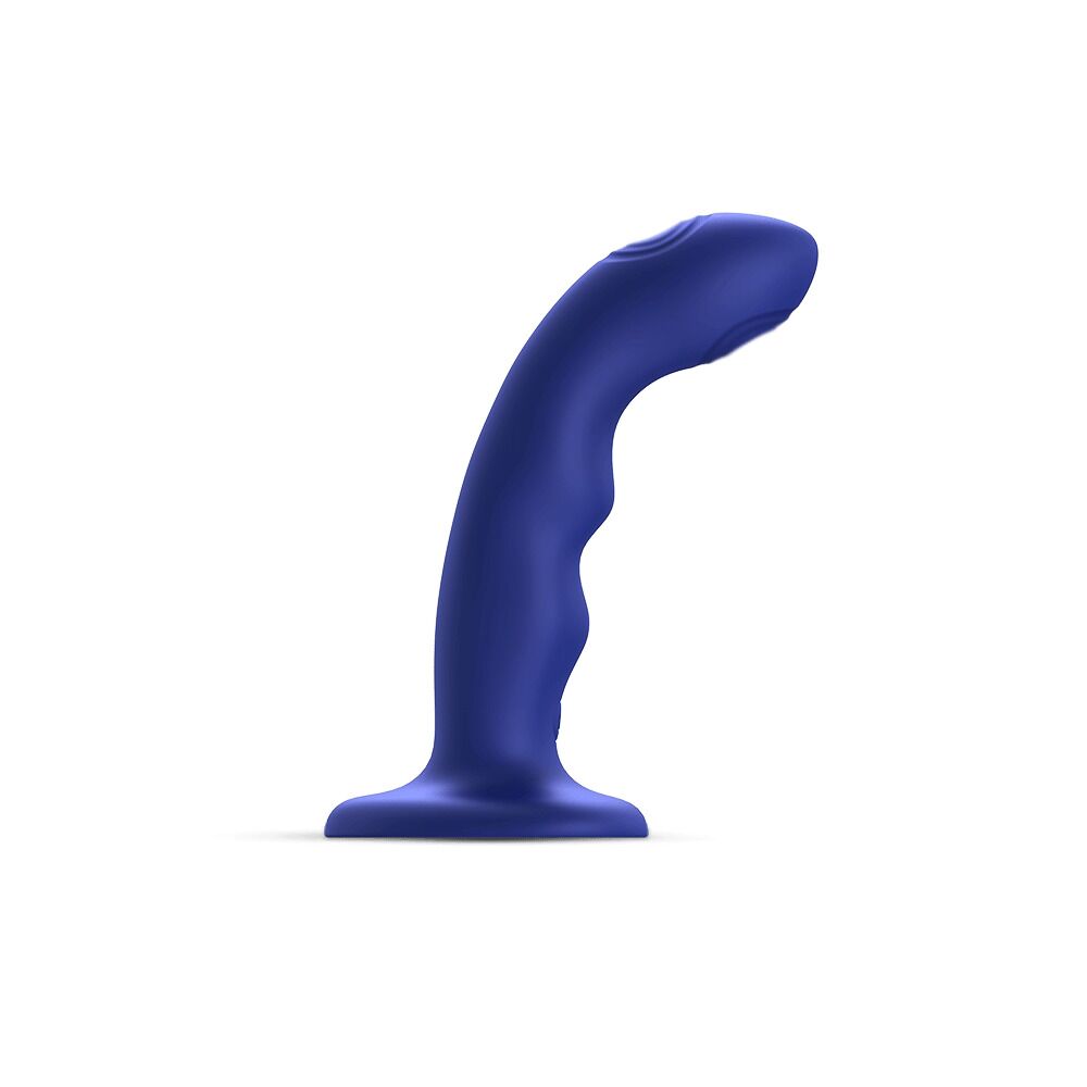 Насадка для страпона з подвійною точковою пульсацією Strap-On-Me TAPPING DILDO WAVE – NIGHT BLUE, М