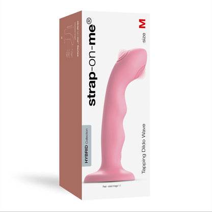 Насадка для страпона з подвійною точковою пульсацією Strap-On-Me TAPPING DILDO WAVE – CORAL PINK, М