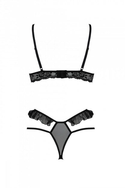 Еротичний комплект Passion DOLLY SET, L/XL, black, з відкритими чашками