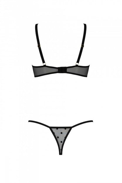 Еротичний комплект Passion MARINA SET WITH OPEN BRA, L/XL, black, відкриті чашки