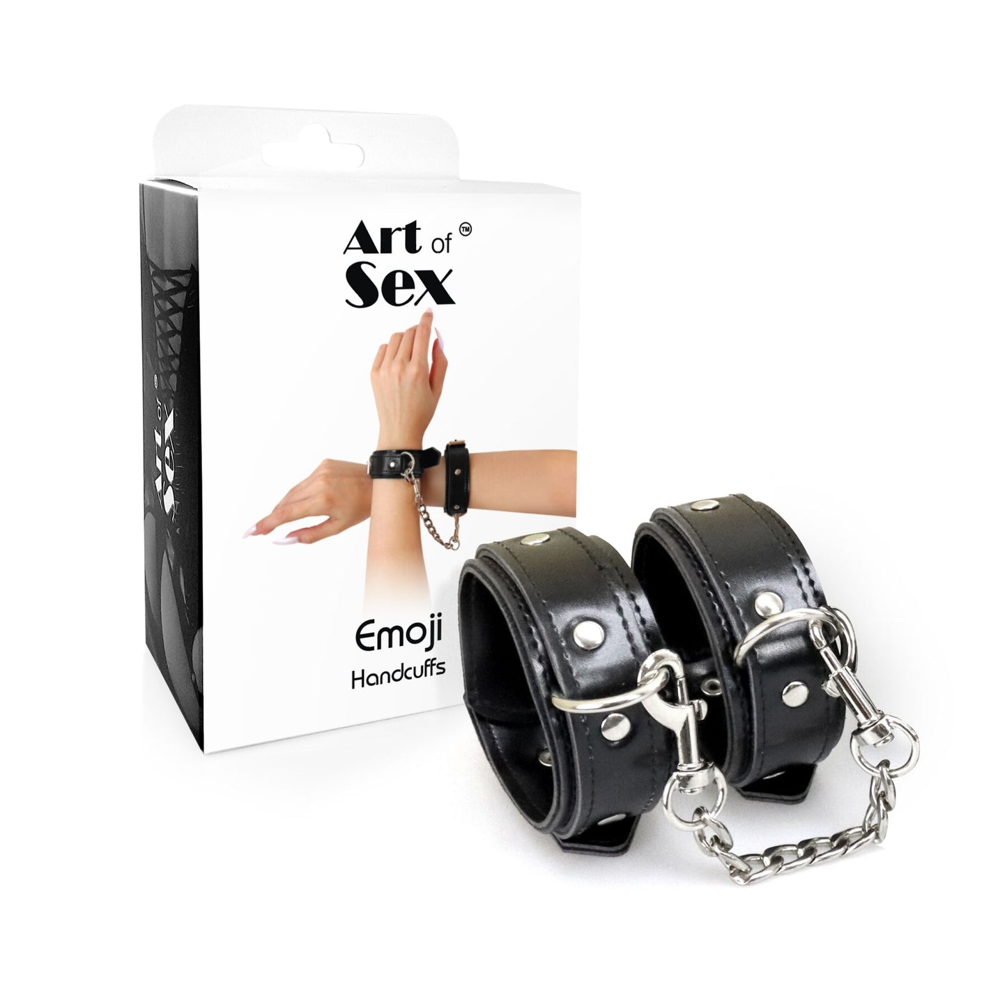 Наручники із екошкіри Art of Sex - Handcuffs Emoji, колір чорний