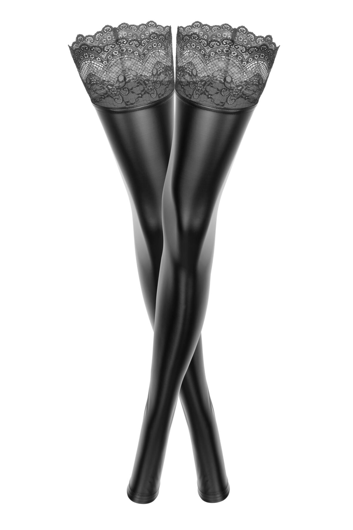 Панчохи з мокрим ефектом Noir Handmade F135 Powerwetlook stockings, S, без мисків