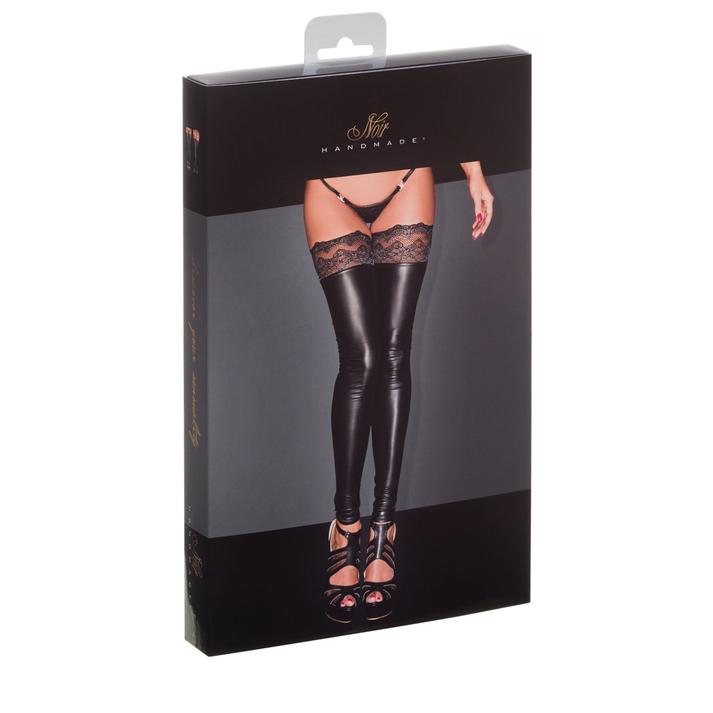 Панчохи з мокрим ефектом Noir Handmade F135 Powerwetlook stockings, XXL, без мисків