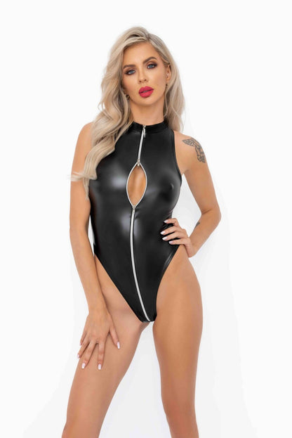 Боді Noir Handmade F294 Powerwetlook bodysuit with front zipper - S