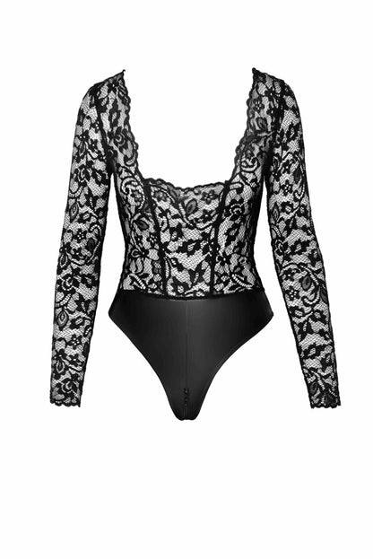 Боді Noir Handmade F296 Psyche bodysuit of lace and wetlook - S