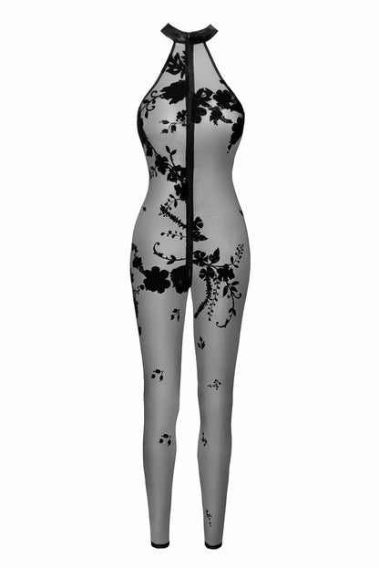 Бодістокінг Noir Handmade F315 Ego flocked mesh halter catsuit - S