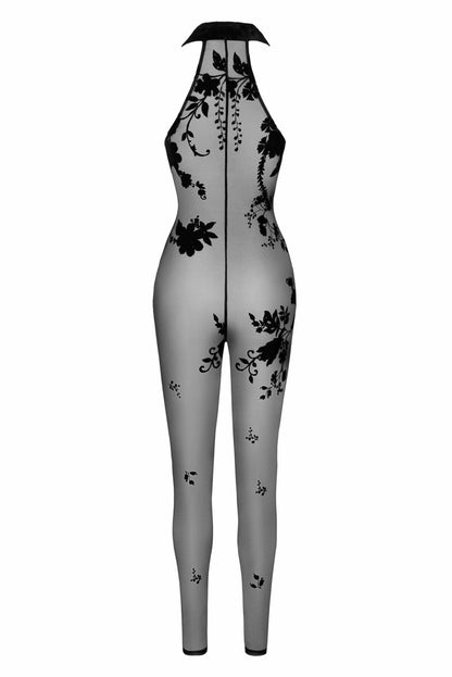 Бодістокінг Noir Handmade F315 Ego flocked mesh halter catsuit - S