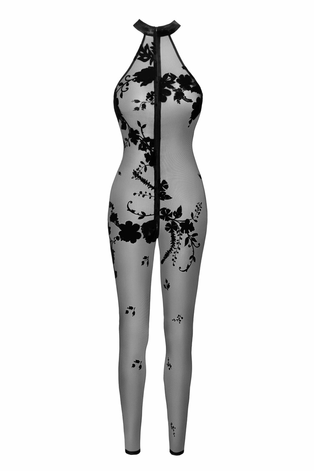 Бодістокінг Noir Handmade F315 Ego flocked mesh halter catsuit - L