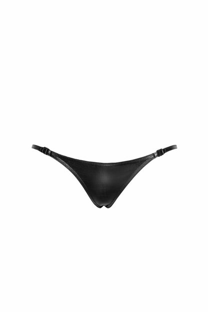 Трусики Noir Handmade P012 Wild crocodile wetlook thong with double opening - S