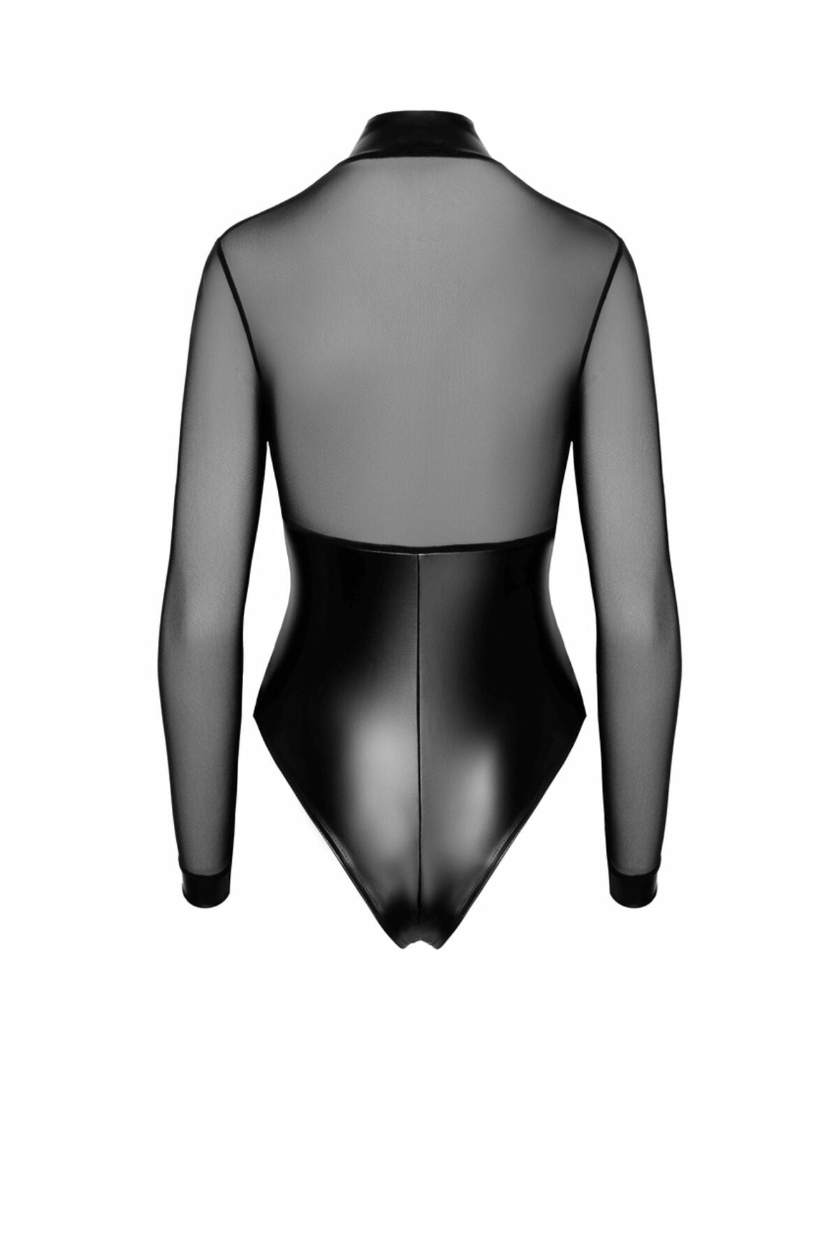 Боді Noir Handmade F321 Edge wetlook and mesh body with rings - S