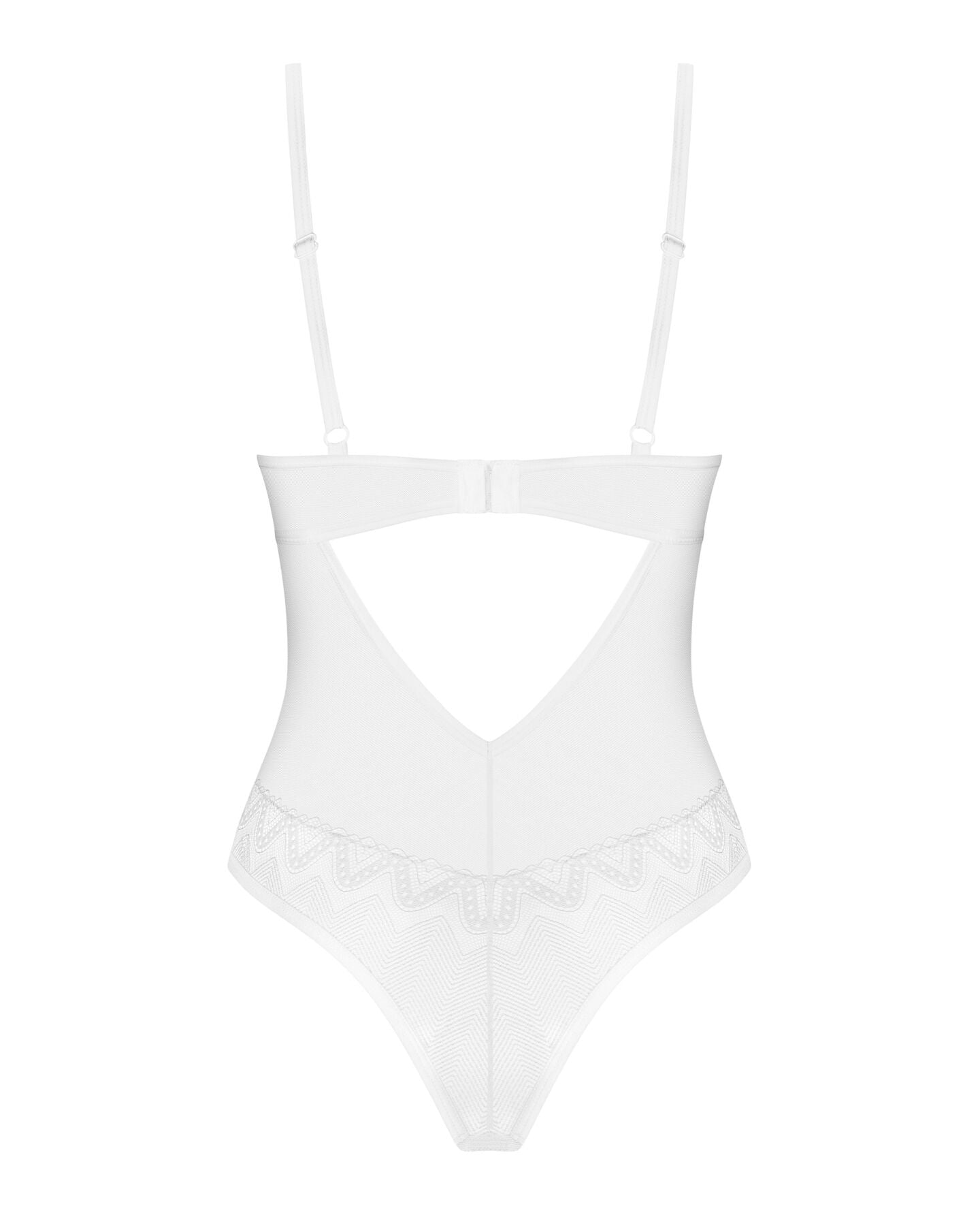 Боді Obsessive Alissium Teddy White, M/L, ліф з м’якою чашкою, високі вирізи для ніг