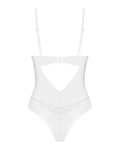 Боді Obsessive Alissium Teddy White, M/L, ліф з м’якою чашкою, високі вирізи для ніг