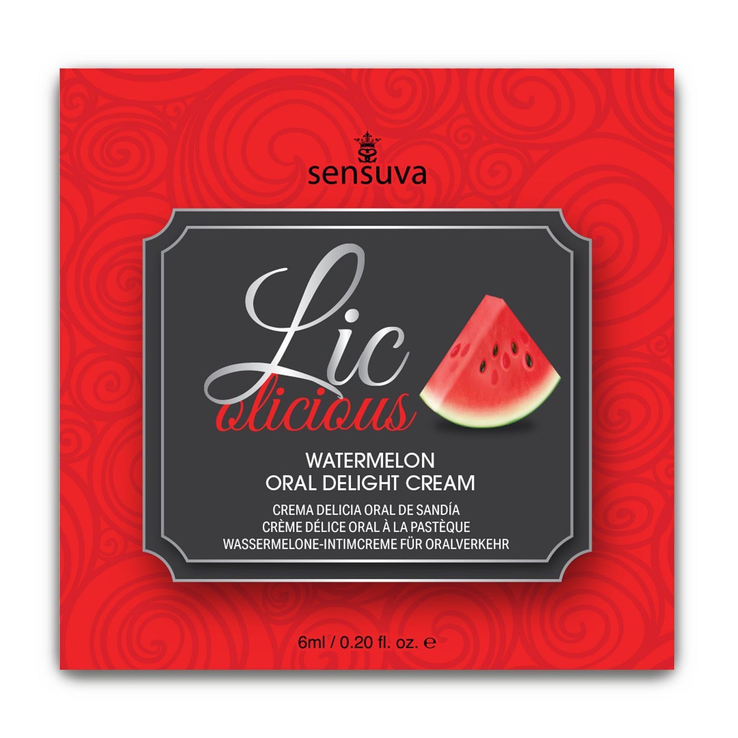 Пробник гелю для мінету Sensuva Lic-o-licious Watermelon (6 мл), оліїстий, без цукру